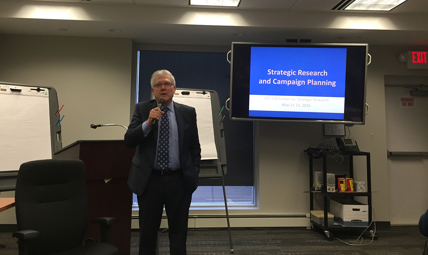 Minnesota AFL-CIO President Bill McCarthy welcomed participants to a three-day training in strategic research.