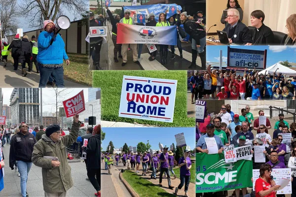 Collage of working people and advocates