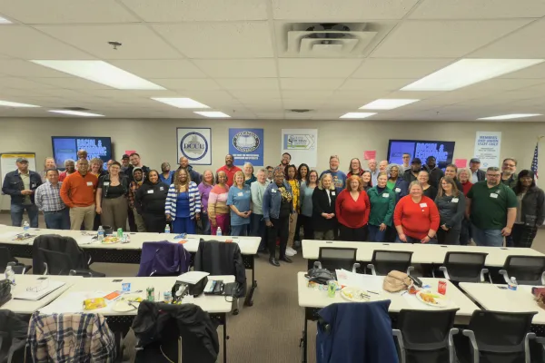 Group photo of union members attending a forum on Racial & Economic Justice co-hosted by the Minnesota AFL-CIO and Saint Paul Regional Labor Federation