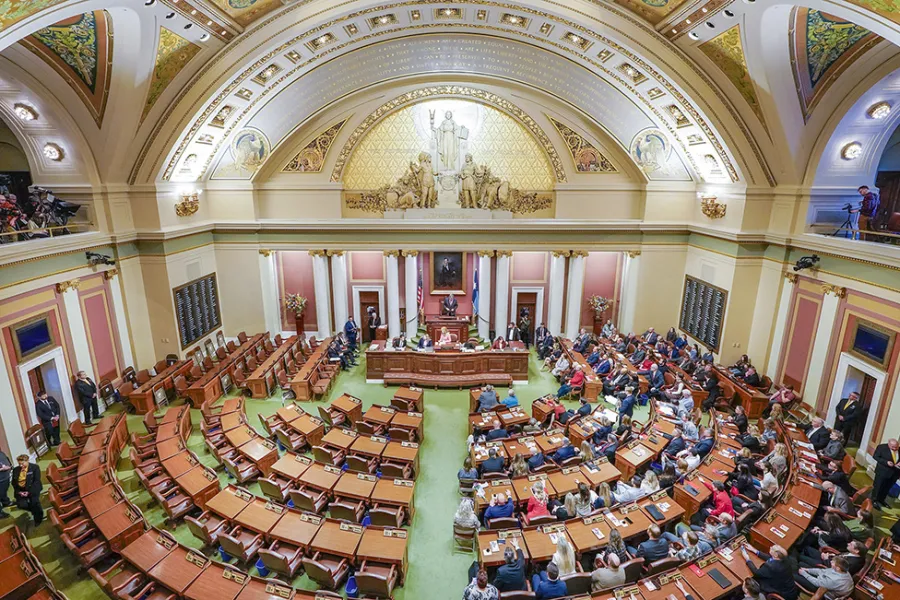 Overhead view of the Minnesota House Chamber