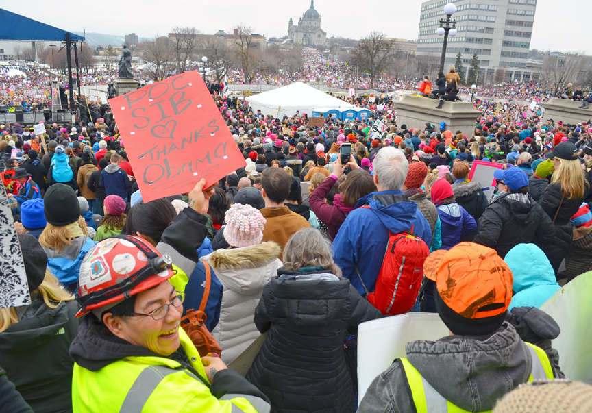 D Rojas, a member of Carpenters Local 322, attended the Women’s March in Minnesota a day after Donald Trump’s inauguration with several other Minnesota union tradeswomen.